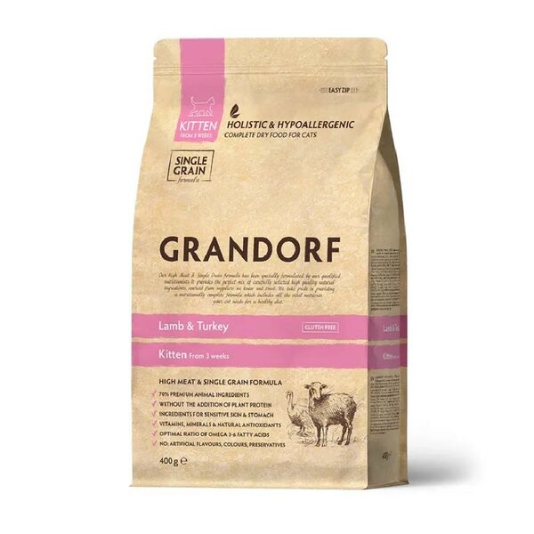 Сухой корм для котят Grandorf Lamb and Turkey Kitten ягнёнок с индейкой, 400г