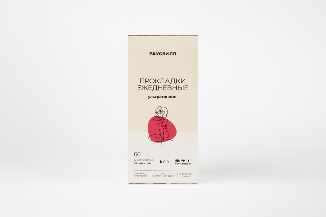 

Прокладки ультратонкие ежедневные ВкусВилл 60 шт