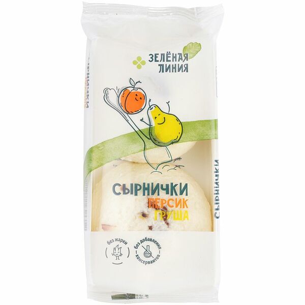Сырнички с грушей и персиком Зелёная Линия, 120г
