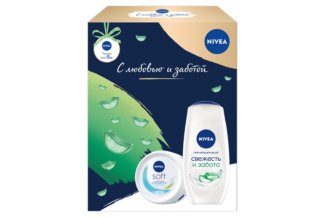 

Подарочный набор Nivea Крем Soft Универсальный 100 мл + Гель для душа Свежесть и забота 250 мл
