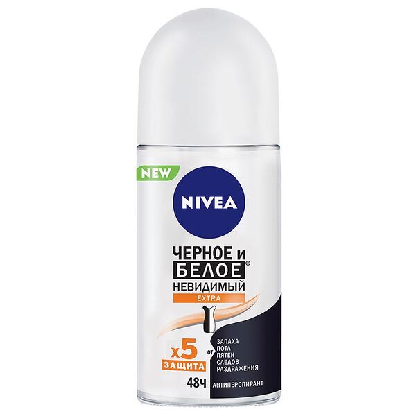 Антиперспирант шариковый Nivea Extra женский Черное и белое невидимый