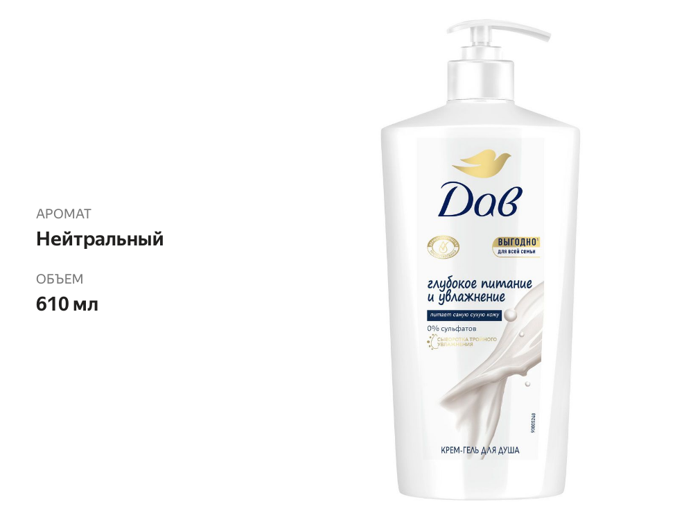 

Крем-гель для душа Dove Глубокое питание и увлажнение 610 мл