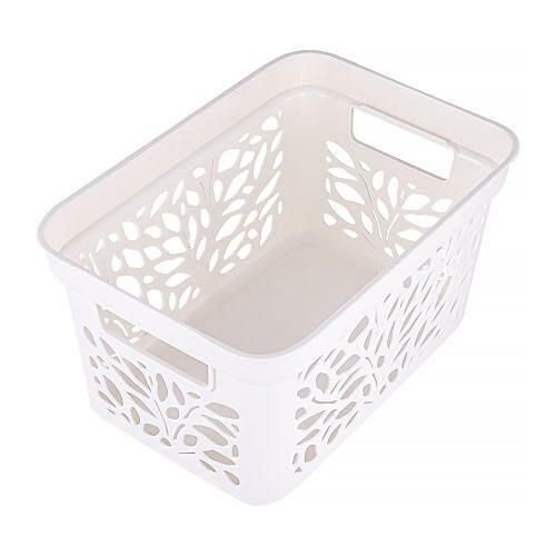 Корзинка для хранения Полимербыт Leaves молочная, 18 л