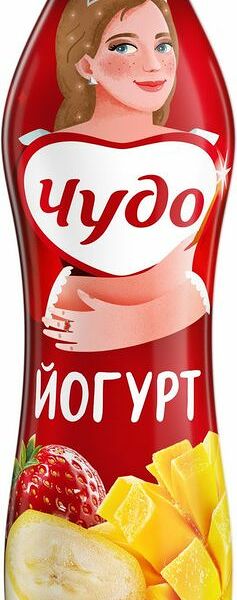 Йогурт питьевой Чудо Банан-клубника-манго 1,9% без змж 680 г