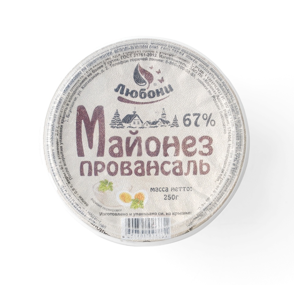

Майонез провансаль 67% ТМ Любони, 250г