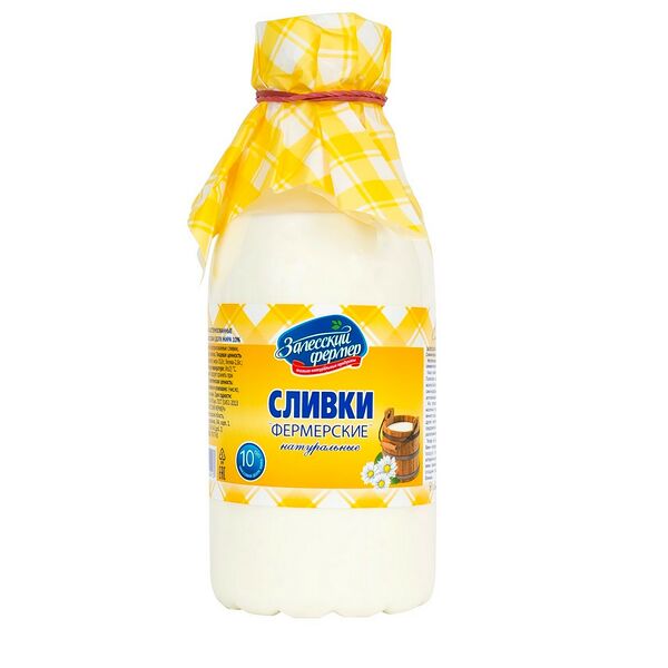 Сливки фермерские жирность 10% в бутылке Залесский фермер, 450 г