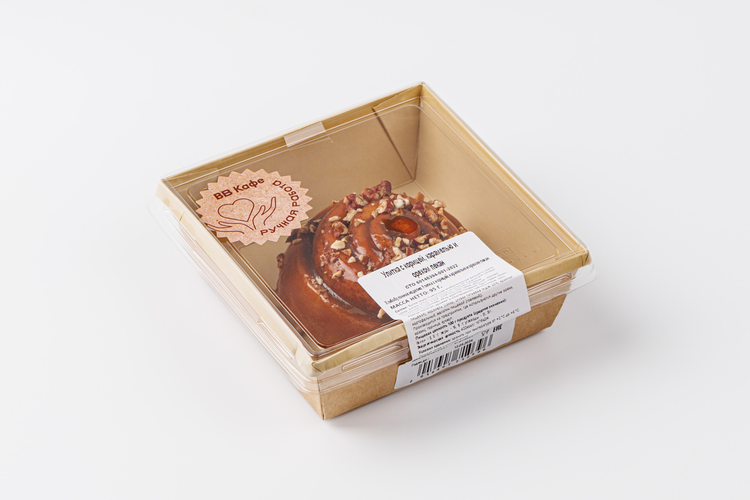 

Улитка с корицей, карамелью и орехом пекан, кафе, 95 г