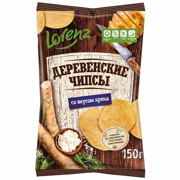 Чипсы картофельные Lorenz Деревенские чипсы хрен 150 г