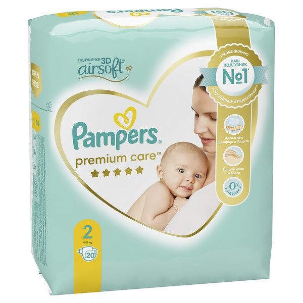 Подгузники Pampers Premium Care р. 2 (4-8 кг) 20 шт
