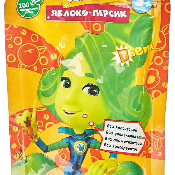 Пюре Маленькое Счастье Фиксики Яблоко-персик от 5 месяцев 90 г