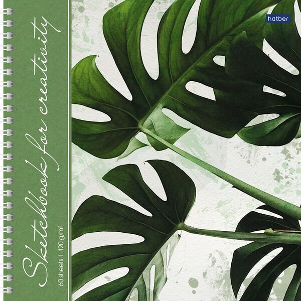 Тетрадь Hatber Premium SketchBook Тропические листья 60л А4