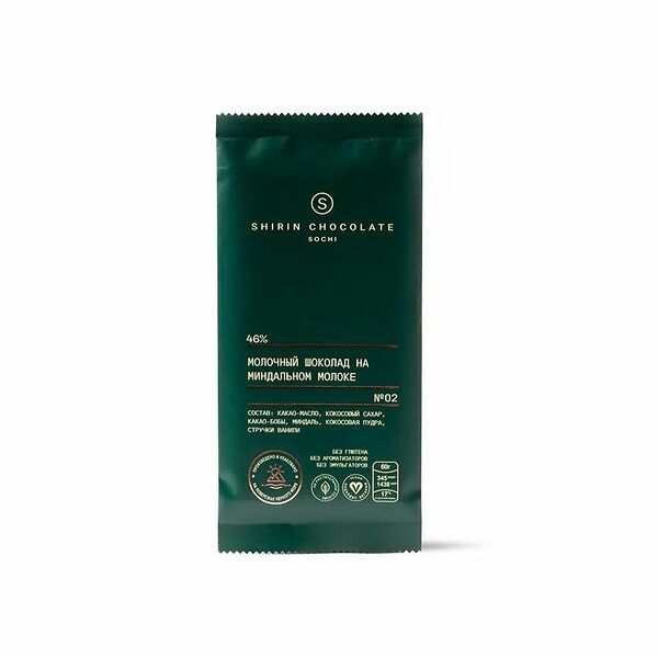 Шоколад молочный 46% на миндальном молоке