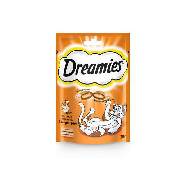 Лакомство Dreamies™ для взрослых кошек с курицей 30гр