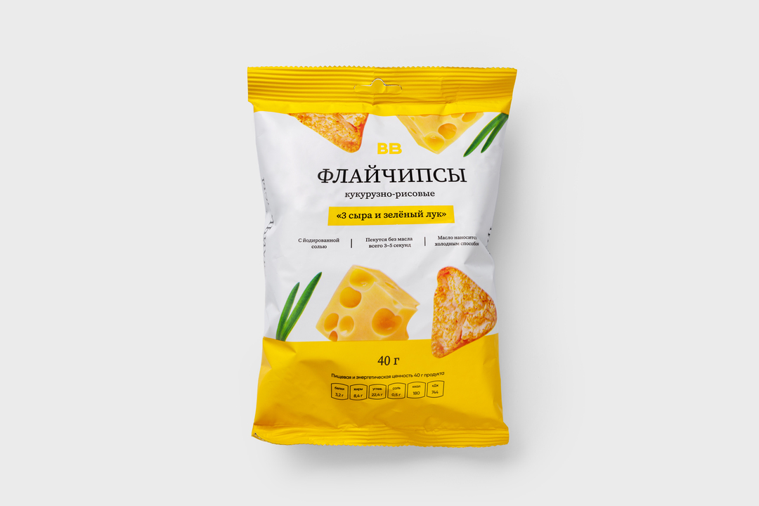 

Чипсы Flychips кукурузно-рисовые 3 сыра и зеленый лук 40 г