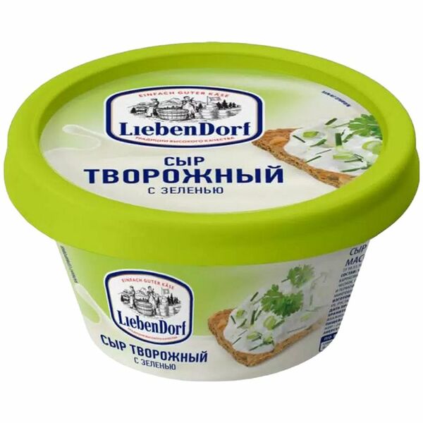Сыр Liebendorf творожный с зеленью 60% БЗМЖ 140 г