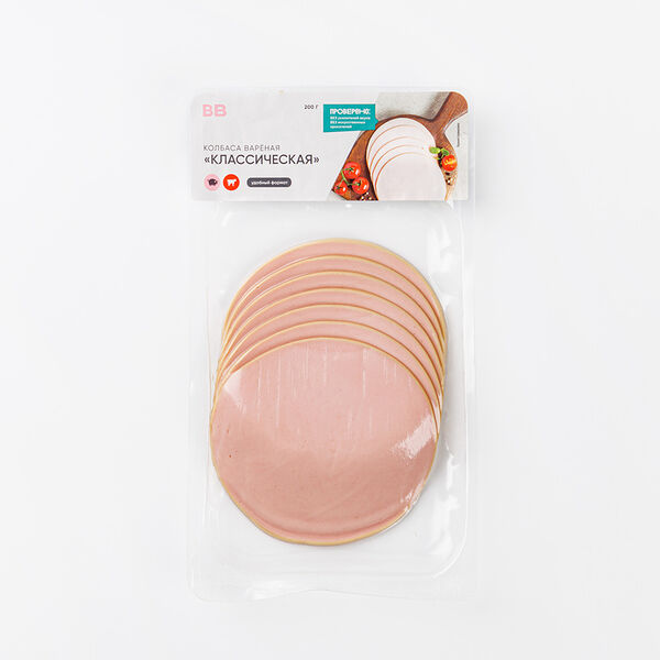 Колбаса Вкусвилл классическая вареная нарезка 200 г
