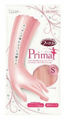 Перчатки ST Family Prima для бытовых и хоз нужд, винил удлиненные, с антибакт. эффетом Япония ср. толщины, S, жемчужная роза