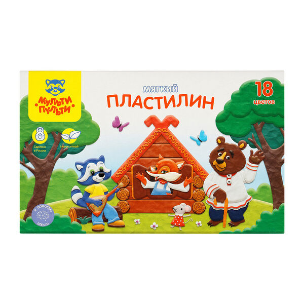 Пластилин Мульти-Пульти Енот в сказке 18 цветов 216 г