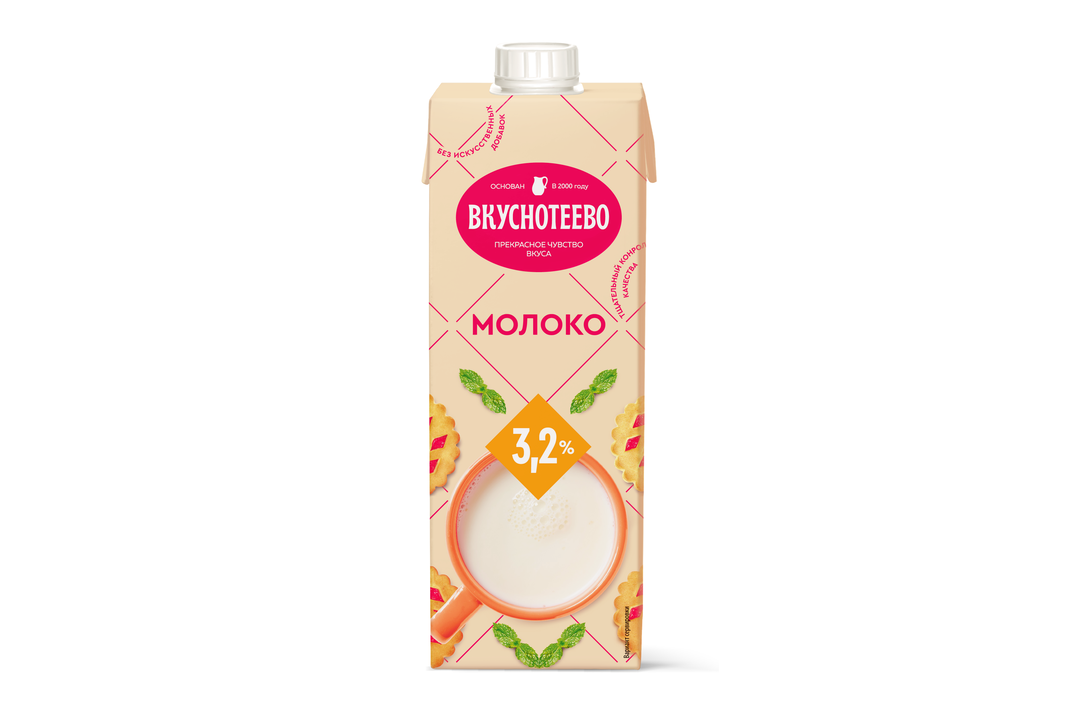 

Молоко Вкуснотеево ультрапастеризованное 3.2%, 950 г