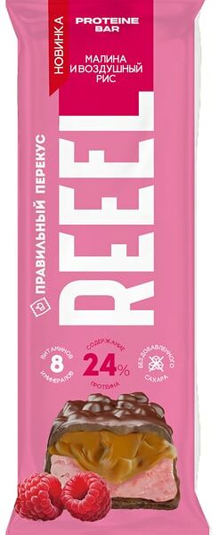 Батончик Reeel протеиновый Малина-Воздушный рис 40г