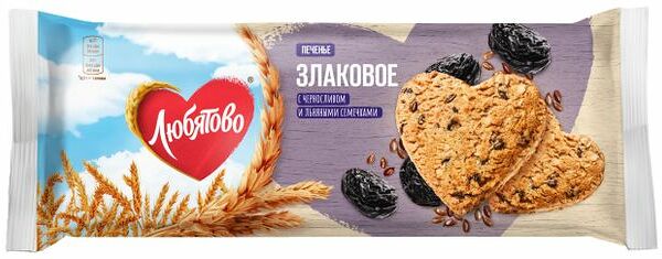 Печенье овсяное Любятово чернослив и льняные семечки 182 г