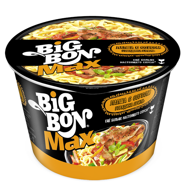 Лапша быстрого приготовления Big Bon с соусом с говядиной гриль 95г