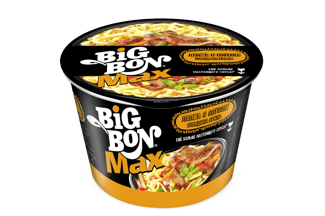 

Лапша быстрого приготовления BigBon с соусом Говядиной гриль 95 г