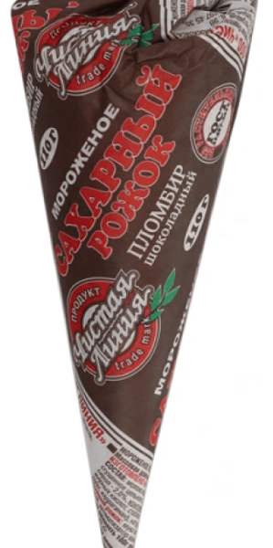 Мороженое Чистая Линия Сахарный рожок пломбир шоколадный, рожок