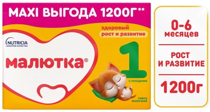 

Малютка 1 Молочная смесь 0+ месяцев 1200 г