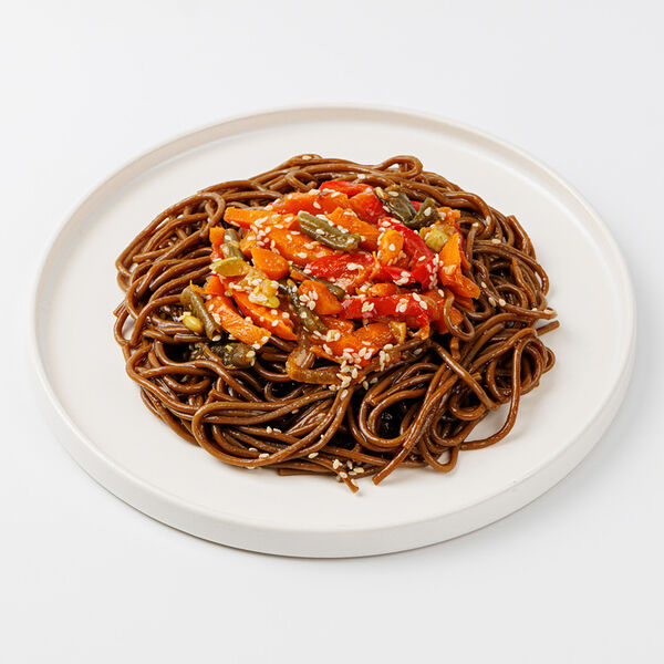 Лапша веган гречневая соба с овощами и соусом терияки, кафе, 200г