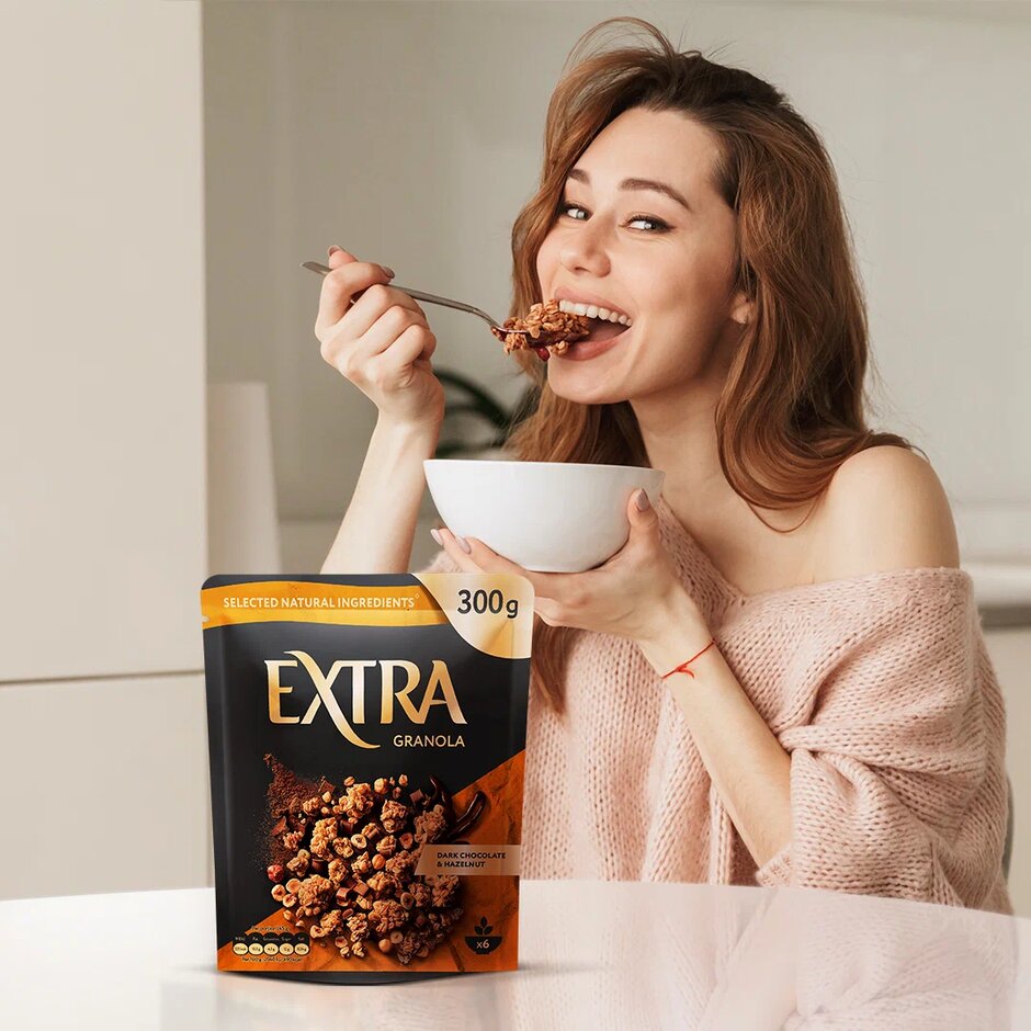 

Гранола-Мюсли Extra с темным шоколадом и фундуком 300 г