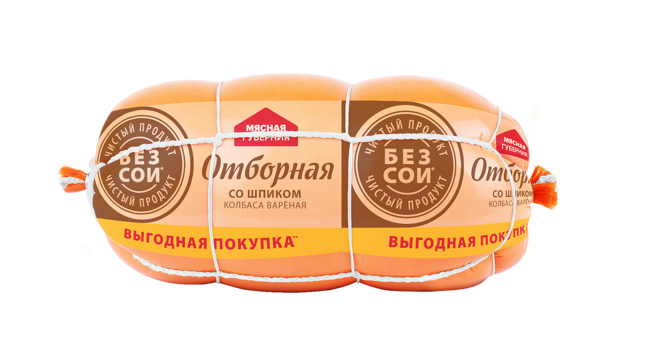 

Колбаса Мясная губерния Отборная со шпиком вареная 500 г