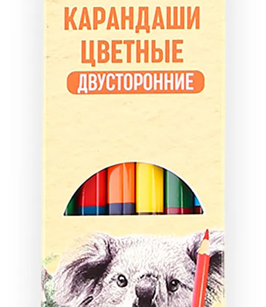 Карандаши АШАН Красная птица двуцветные 12 цветов, 6 шт