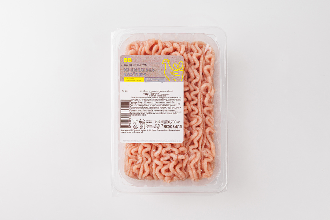 

Фарш из цыпленка-бройлера Премиум, 700 г