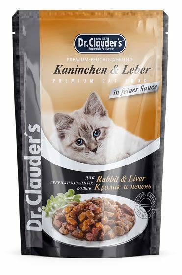Корм для кошек Dr.Clauder's мясные кусочки в соусе с кроликом и печенью 85 г