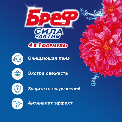 

Средство чистящее для унитаза Бреф Сила-актив Цветная вода Цветочная свежесть 4 шт.