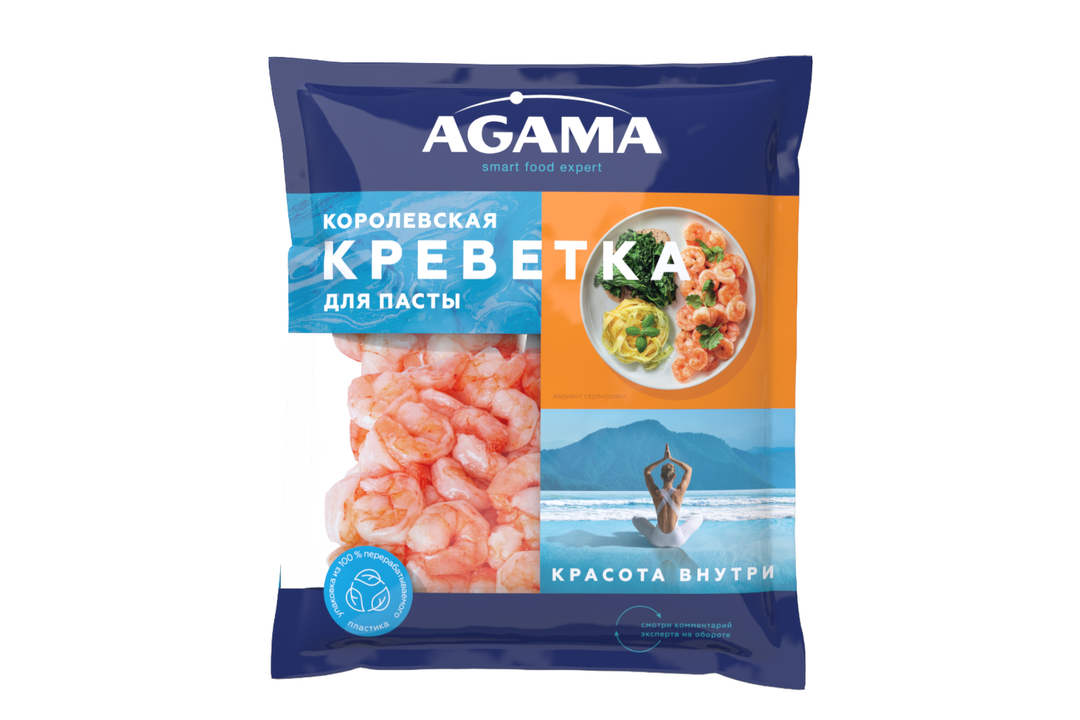 

Креветки Agama Королевские №4 очищенные для пасты варено-мороженые 300 г