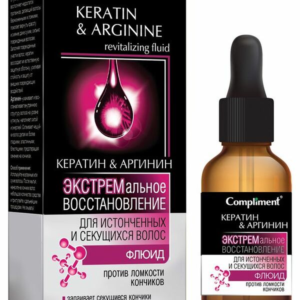 Флюид для истонченных и секущихся волос Compliment Кератин & Аргинин  Экстремальное восстановление