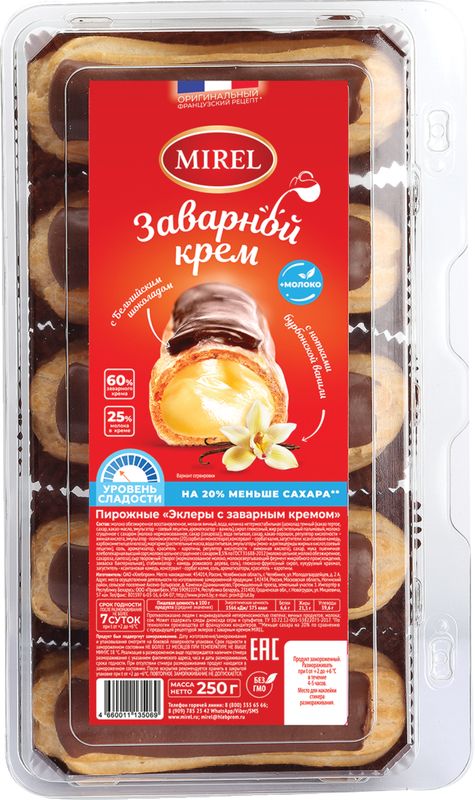 

Пирожные Mirel эклеры с заварным кремом 250 г