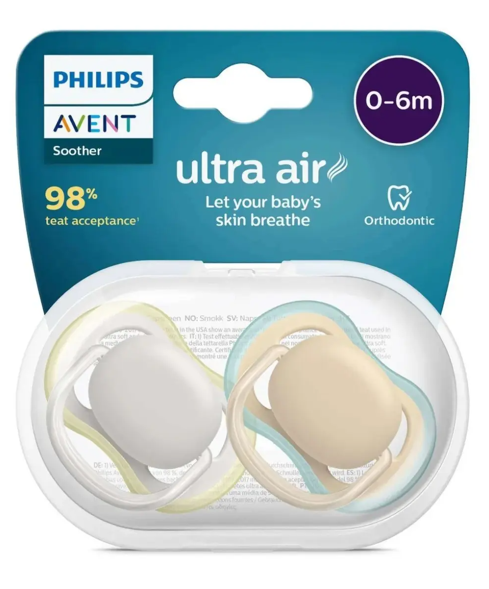 

Пустышка Philips Avent Ultra Air силиконовая ортодонтическая 0-6 мес, 2 шт. Арт. SCF085/15
