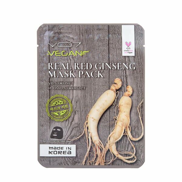 Маска тканевая Vо7 Real Vegan с экстрактом корня красного женьшеня омолаживающая 1 шт.