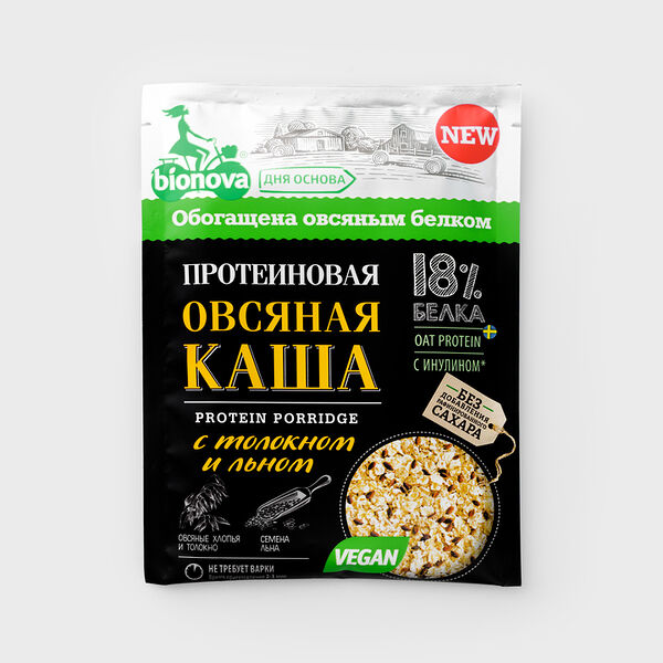 Каша овсяная протеиновая Bionova с толокном и льном