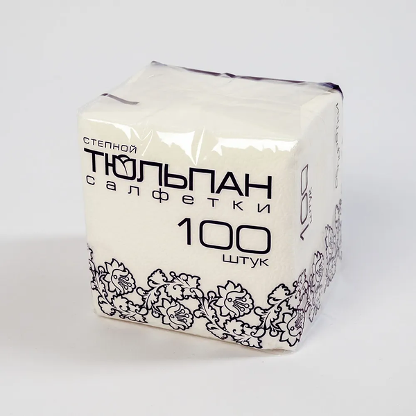 Степной тюльпан Салфетки белые 1 слой, 100 шт.