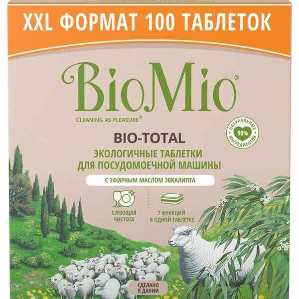 Таблетки для посудомоечной машины BioMio с маслом эвкалипта, 100 шт. х 20 г