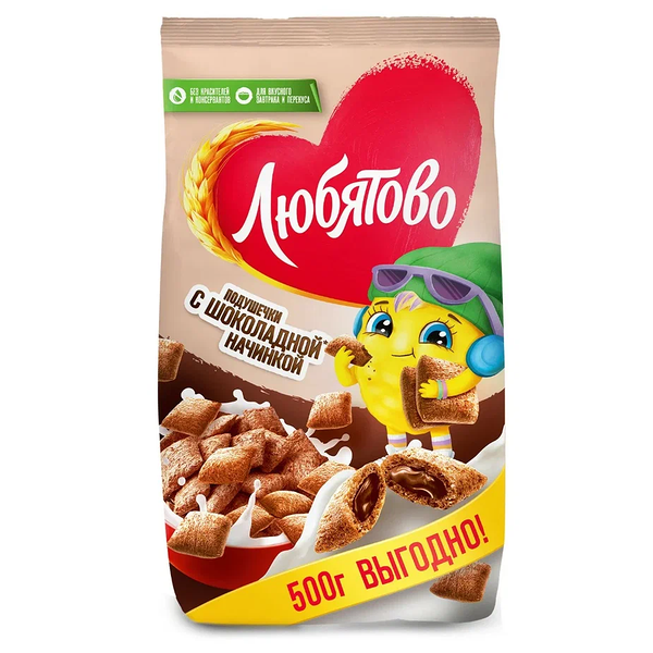 Подушечки Любятово с шоколадной начинкой 500 г