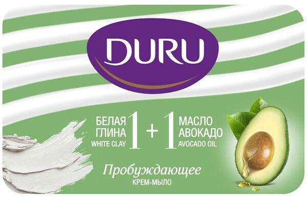 Крем-мыло Duru кусковое Глина Масло авокадо 1+1 80 г