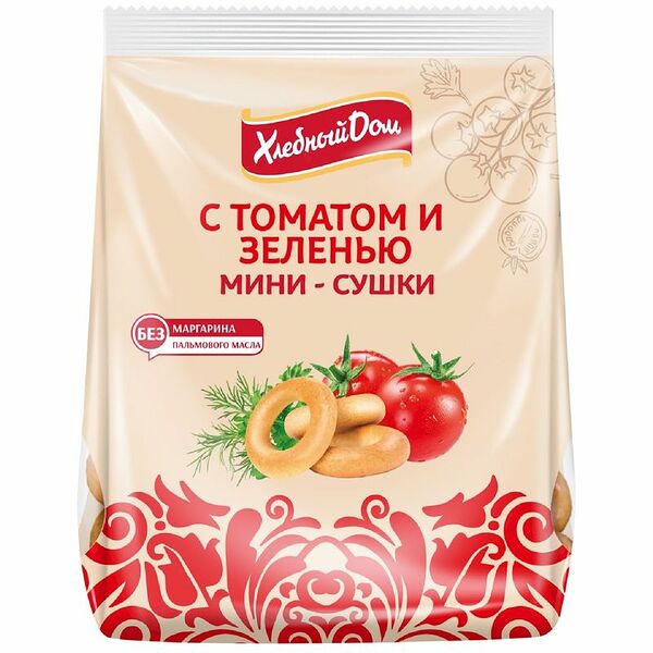 Мини-сушки Хлебный Дом Томат и зелень 180г