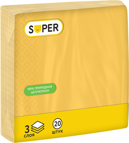 Салфетки бумажные Super цветные 33х33 см в ассортименте