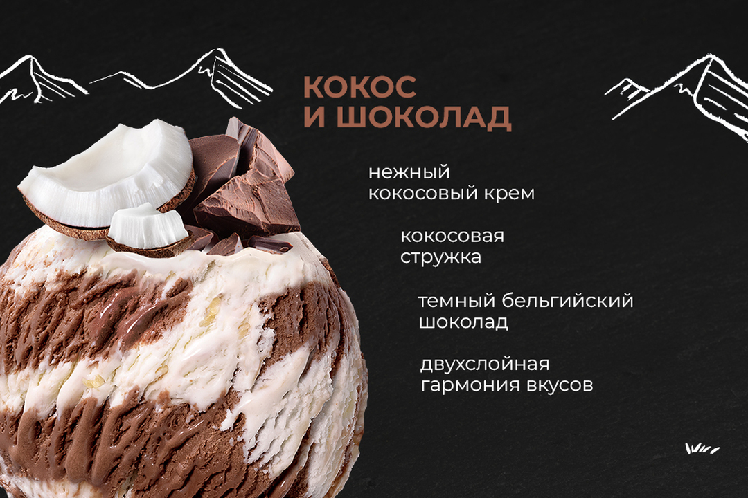 

Мороженое Monterra сливочное двухслойное кокос, шоколад бзмж 263 г