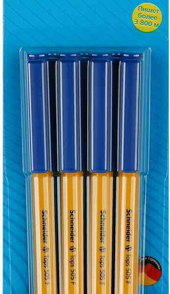 Набор ручек шариковых Schneider Tops 505 F синих, 4 шт.